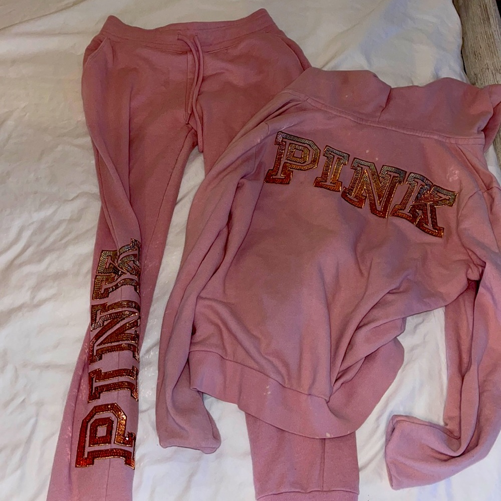 Two piece sweat pants & sweater from PINK